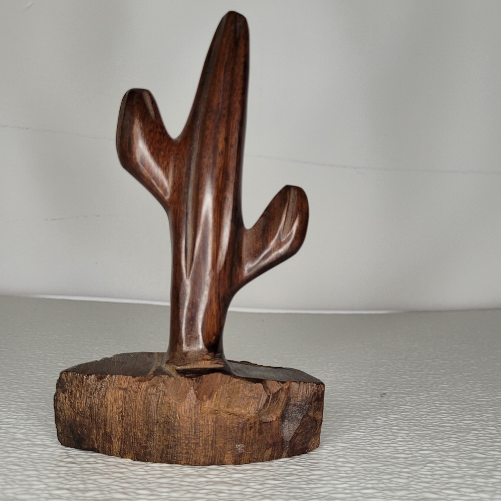Vintage Iron Wood Carved Cactus
